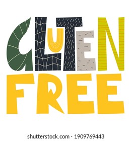 Der Satz Glutenfrei, der in Vektorgrafik gezeichnet wird.