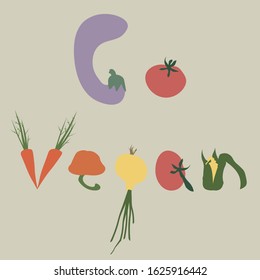 The phrase "Go vegan" composed of vegetables. Trendy vegan Poster Card.