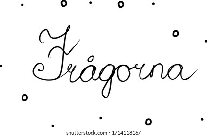 Frågorna phrase handwritten with a calligraphy brush. Questions in swedish. Modern brush calligraphy. Isolated word black