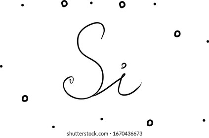 Sì phrase handwritten with a calligraphy brush. Yes in italian. Modern brush calligraphy. Isolated word black