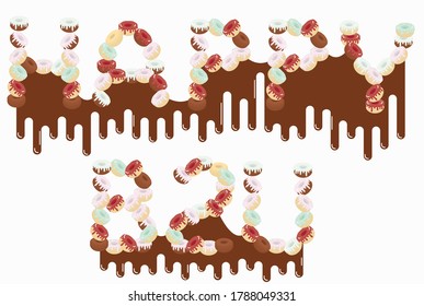 Phrase "Happy Birthday", gefaltet von Donuts. Herzlichen Glückwunsch.