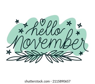 frase de hola noviembre con decoraciones