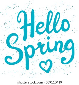 Phrase Hello Spring brush pen lettering vector illustration