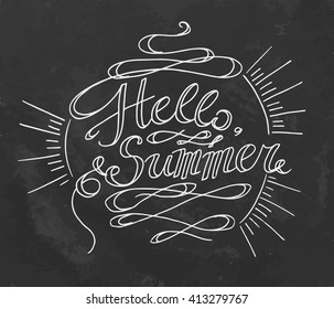 Phrase Hello Summer. Hand drawn vector stock illustration