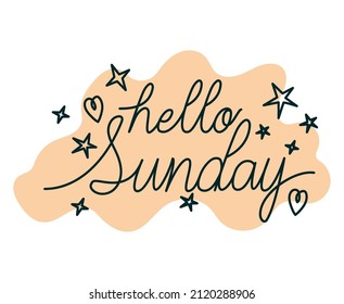 Satz von Hallo Sonntag mit Dekoration