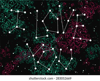Phrase "I love you" in a form of constellation on the universe background. Isolated typography design element for greeting cards, posters and prints.