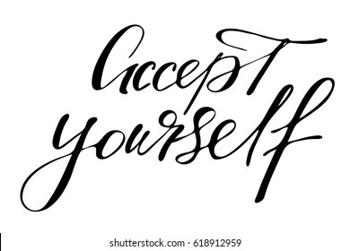 Phrase Inspirational Quotes Lettering Accept Yourself Stock Vector ...