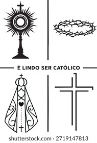 The phrase "it's beautiful to be Catholic", a Christian vector for celebration decoration.