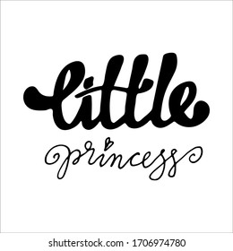Phrase little princess. Thick and thin font. Calligraphic hand made marker inscription. Vector illustration. 
