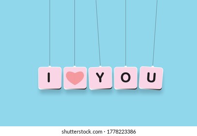phrase I love you. Vector Valentine's day card. Alphabet in scrabble letters.
I LOVE YOU with stylish calligraphy.