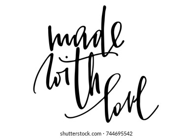 Phrase made with love handwritten text vector