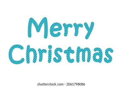 Phrase "Merry Christmas" with realistic knit texture on a white background. Vector illustration.