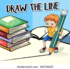 Phrase on poster for draw the line illustration