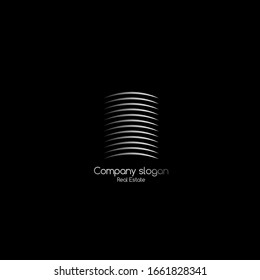 Phrase real estate. Vector image of a multi-storey building. Real estate sign. Use for office for the sale and rental of real estate.