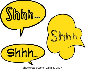 The phrase "Shhh" is an onomatopoeia used to imitate a soft hissing sound. It is usually used as a verbal cue to ask someone to be quiet or calm, often in situations where silence is required.