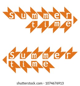 The phrase summer time presented in the form of arrows for web designers