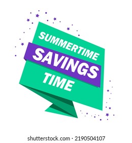 Phrase SUMMERTIME SAVINGS TIME, vector illustration. Sales psticker template. Marking label.