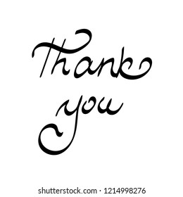 The phrase - thank you in retro style. Lettering. Vector illustration. Isolated