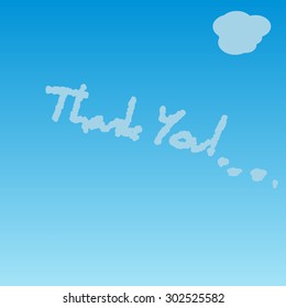 The phrase "thank you" written in clouds in the sky. Vector illustration.