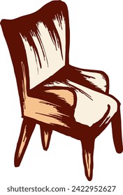 a phrase that seems to describe a chair that is both old and drawn by hand