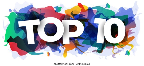 The phrase 'Top 10' over an abstract background. Horizontal banner or header for the website. Vector illustration.