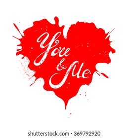 phrase written calligraphic font from the hands of  you and me