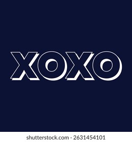 Phrase XOXO hugs and kisses black brush lettering on a white background. Slogan can be used as design element for postcard or print. Vector.