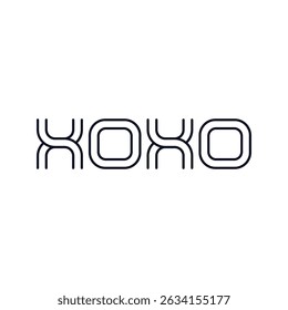 Phrase XOXO hugs and kisses black brush lettering on a white background. Slogan can be used as design element for postcard or print. Vector.
