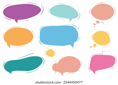 Phrases of conversation in bubbles. Online chat clouds with various words, comments