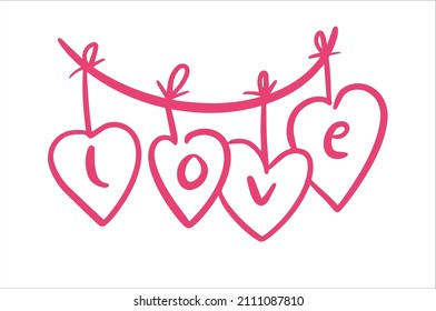 Phrases of love in heart symbol. Made with love letters with a heart symbol. Hand drawn letters set with romantic phrases about love 