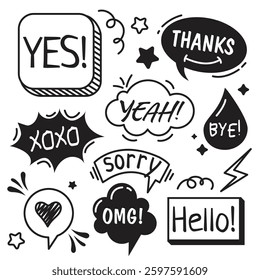 phrases wishes greetings set with line and spots