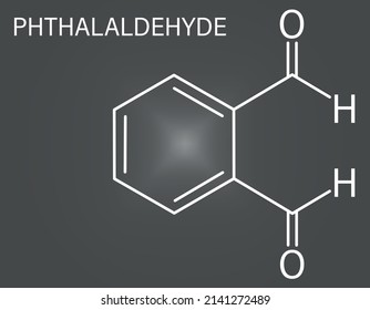 Desinfektionsmolekül aus Phthalaldehyd (Orthopphthalaldehyd, OPA). Skelettformel.