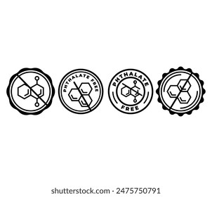 símbolo de ícono libre de ftalato insignia de diseño de Vector forma redonda círculo negro blanco color Plantilla Conjuntos