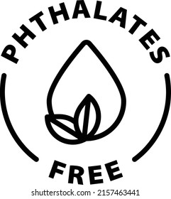 phthalates free black outline badge icon label isolated vector on transparent background