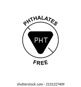 Phthalates free label icon  in black flat glyph, filled style isolated on white background