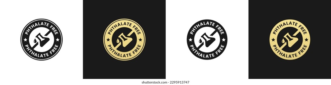 Phthalates free label or Phthalate free stamp vector isolated in flat style. Best Phthalate free label vector for product packaging design element. Simple Phthalates free stamp for packaging design.