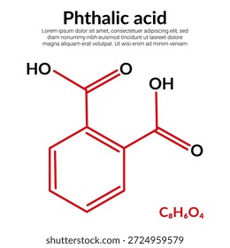 Phthalsäure, organische Verbindung, Molekularstrukturformel, geeignet für Ausbildung oder Chemie. Vektorgrafik