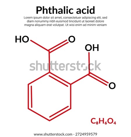 Phthalic acid, organic compound, molecular structure formula, suitable for education or chemistry science content. Vector illustration