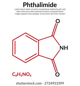 Phthalimid, organische Verbindung, Molekularstrukturformel, geeignet für den Bildungsbereich oder für den Inhalt der Chemie. Vektorgrafik
