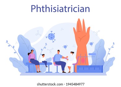 Ftisiatrista. Sistema pulmonar humano. Idea de salud y medicina