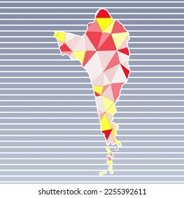 Ilustración vectorial de Phu Quoc. Diseño de Phu Quoc sobre fondo de rayas de gradiente. Tecnología, internet, red, concepto de telecomunicaciones. Ilustración vectorial con estilo.