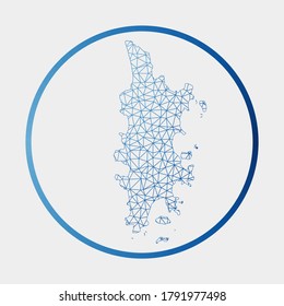 Phuket icon. Network map of the island. Round Phuket sign with gradient ring. Technology, internet, network, telecommunication concept. Vector illustration.