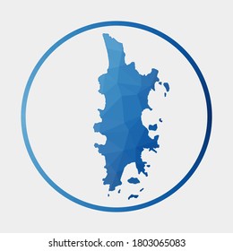 Phuket icon. Polygonal map of the island in gradient ring. Round low poly Phuket sign. Vector illustration.