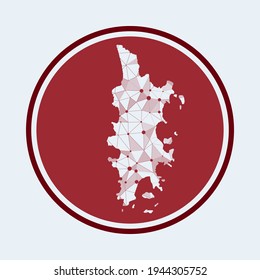 Phuket-Symbol. Trendy Tech Logo der Insel. Geometrisches Runddesign mit Maschenöffnungen. Technologie, Internet, Netzwerk, Telekommunikationskonzept. Vektorgrafik.