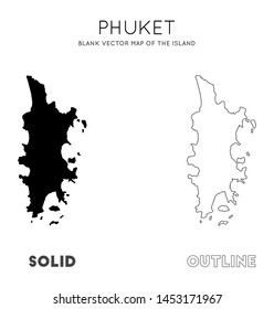 Phuket map. Blank vector map of the Island. Borders of Phuket for your infographic. Vector illustration.