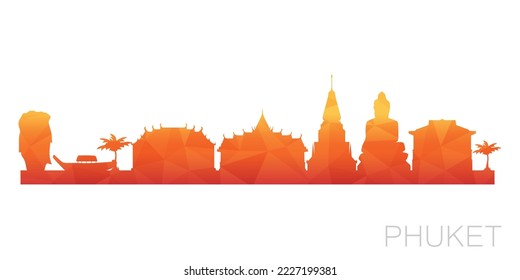 Phuket, Mueang Phuket District, Thailand Low Poly Skyline Clip Art City Design. Geometrisches polygonisches grafisches Horizon-Symbol. Vektorgrafik-Symbol.