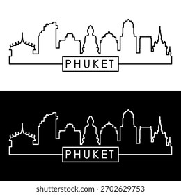 Horizonte de Phuket. Estilo linear. Linha única. Arquivo de vetor editável.