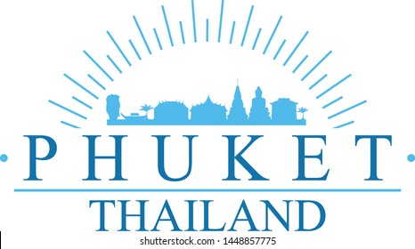 Phuket Thailand. Banner Design. City Skyline. Silhouette Vector. Famous Monuments.