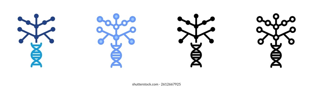 Phylogenetics icon set multiple style collection
