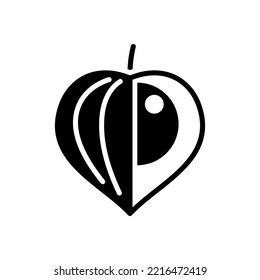 Physalis berries isolated design vector glyph icon. Graph symbol for food and drinks web site, apps design, mobile apps and print media, logo, UI